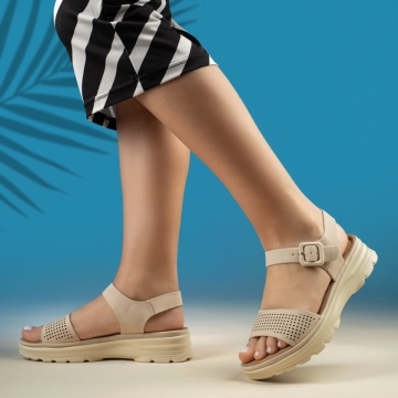 Sandale dama cu platforma si perforatii bej ZEF13506, 1, zeforia.ro