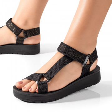 Sandale dama cu talpa groasa negre MOD05198, 3, modlet.ro