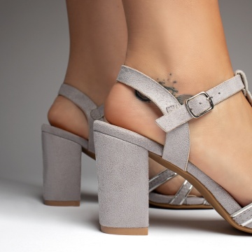 Sandale dama cu toc gros gri suede MOD11498, 4, modlet.ro