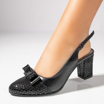 Sandale dama cu toc si bareta negre din Piele naturala MOD11390, 1, modlet.ro