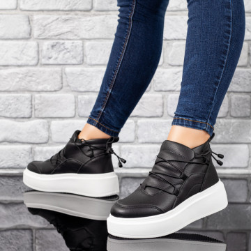 Sneakers dama cu siret elastic negri MOD10123, 3, modlet.ro