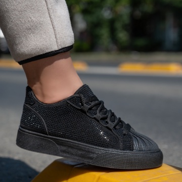 Sneakers dama cu strasuri negri MOD13947, 3, modlet.ro