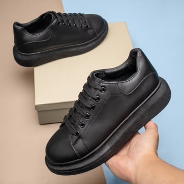 Adidasi barbati, Tenisi barbati cu talpa groasa si siret negri MOD13943, modlet.ro