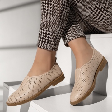 Balerini si Mocasini Dama, Balerini dama cu perforatii bej IRIS38, modlet.ro