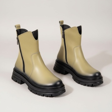 Bocanci dama cu fermoar verzi din Piele naturala MOD10459, 2, modlet.ro