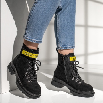 Bocanci dama cu talpa groasa si fermoar negru suede MOD02027, 4, modlet.ro