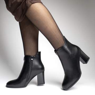 Botine cu toc dama cu fermoar negre MOD06997, 2, modlet.ro