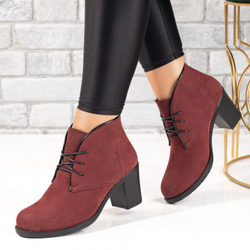 Botine dama cu siret elastic visinii suede din Piele naturala MOD10378, 3, modlet.ro