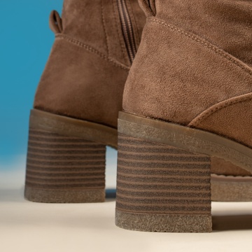 Botine dama cu toc gros maro suede MOD14064, 2, modlet.ro