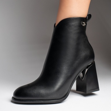 Botine dama cu toc gros negre MOD12389, 1, modlet.ro