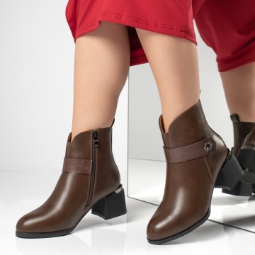 Botine dama cu toc mic maro MOD10878, 2, modlet.ro