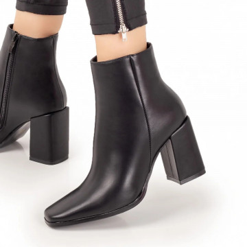 Botine dama negre cu fermoar si toc inalt MOD07346, 3, modlet.ro