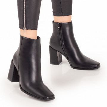Botine dama negre cu fermoar si toc inalt MOD07346, 2, modlet.ro
