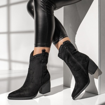 Ciocate dama cu toc gros si fermoar negru suede MOD12395, 4, modlet.ro