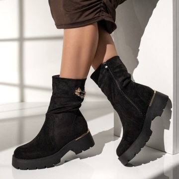 Cizme dama cu fermoar negre suede MOD12339, 2, modlet.ro