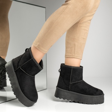 Cizme dama cu talpa groasa si print tip UG negru suede MOD12835, 4, modlet.ro