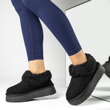 Cizme dama, Cizme dama cu talpa groasa tip oog negru suede MOD14173, modlet.ro