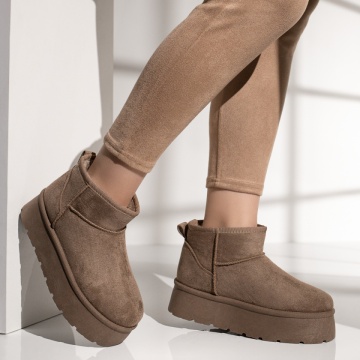 Cizme dama scurt tip UG khaki suede ZEF12746, 3, zeforia.ro