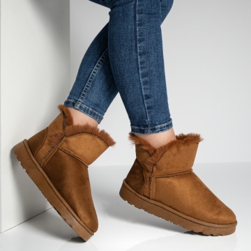 Cizme dama scurte cu blanita maro suede MOD07101, 3, modlet.ro