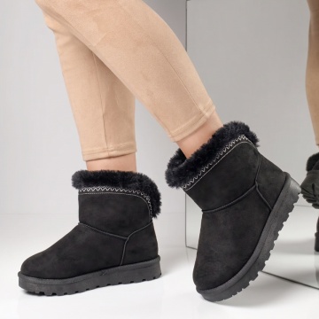 Cizme de iarna, Cizme dama tip oog negru suede LILI48, modlet.ro