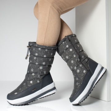 Cizme gri de zapada din fas dama cu fermoar MOD06677, 2, modlet.ro