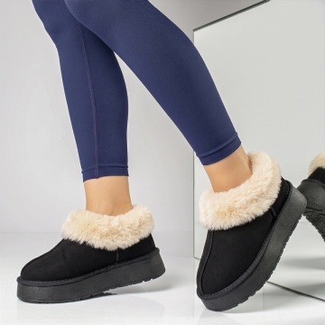 Cizme dama, Cizme scurte dama tip UG negru suede EMA45, modlet.ro
