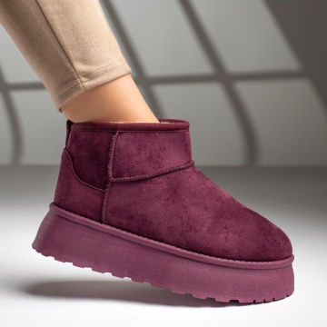 Cizme scurte dama visiniu suede MOD12590