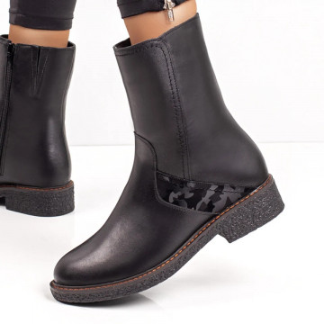 Cizme scurte de dama negre din Piele naturala MOD07236, 3, modlet.ro
