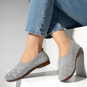 Espadrile dama cu perforatii si talpa joasa gri MOD13063, 2, modlet.ro
