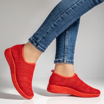 Espadrile sport dama cu perforatii rosii MOD13061, 4, modlet.ro