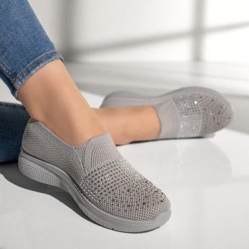 Espadrile sport dama cu strasuri aplicate gri MOD13178, 4, modlet.ro