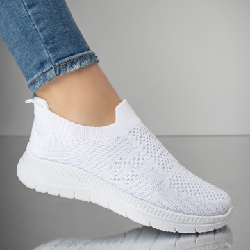 Espadrile sport dama cu talpa groasa albe MOD13238, 4, modlet.ro