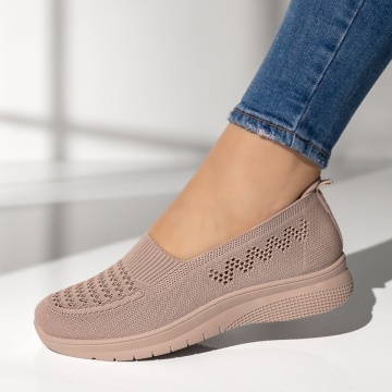 Espadrile sport dama cu talpa joasa din material textil roz MOD14208, 2, modlet.ro