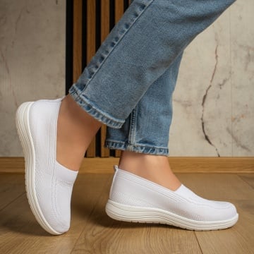 Espadrile sport dama cu talpa joasa si perforatii albe ZEF13056, 3, zeforia.ro