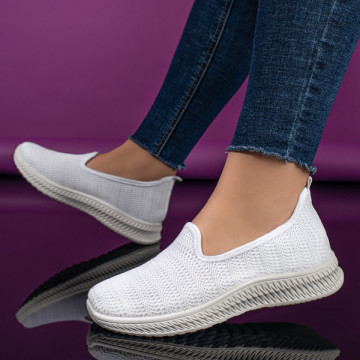 Espadrile sport dama din material textil albe MOD09088, 2, modlet.ro