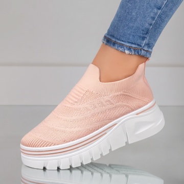 Espadrile sport dama, Espadrile sport dama roz cu talpa groasa MOD10100, modlet.ro