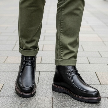 Ghete barbati negre cu siret elastic din Piele naturala MOD14033, 2, modlet.ro