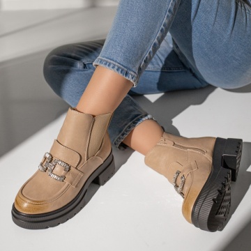 Ghete dama bej cu fermoar si elastic MOD12210, 3, modlet.ro