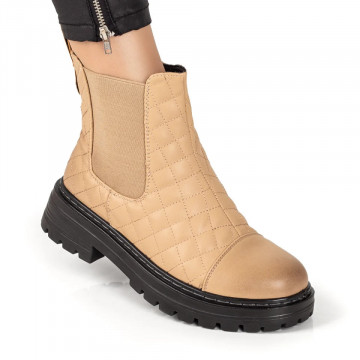 Ghete dama bej cu fermoar si insertii de material elastic MOD07522, 3, modlet.ro