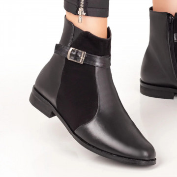 Ghete dama cu catarama negre din Piele naturala MOD07599, 3, modlet.ro