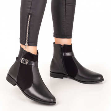 Ghete dama cu catarama negre din Piele naturala MOD07599, 2, modlet.ro