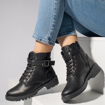 Ghete dama cu catarama si fermoar negre MOD12300, 2, modlet.ro