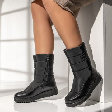 Ghete Dama, Ghete dama cu fermoar din fas negre MOD12254, modlet.ro