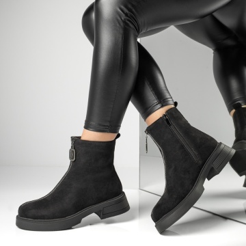 Ghete dama cu fermoar negru suede MOD06715, 2, modlet.ro