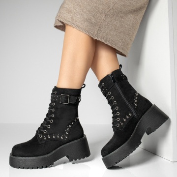 Ghete dama cu fermoar negru suede MOD12813, 2, modlet.ro