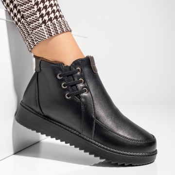 Ghete dama cu fermoar si insertie de material elastic negre MOD07661, 3, modlet.ro