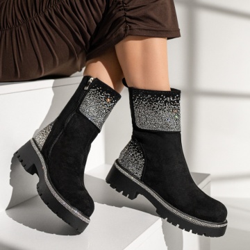 Ghete dama cu pietre aplicate si fermoar negru suede MOD12371, 3, modlet.ro