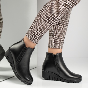 Ghete dama cu platforma negre din Piele Naturala MOD12570, 4, modlet.ro