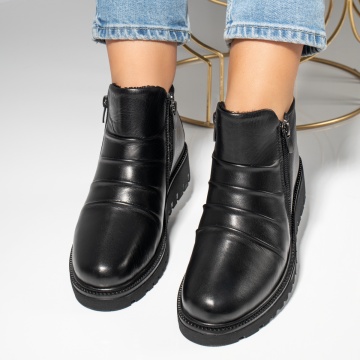 Ghete dama cu platforma negre din Piele Naturala MOD12579, 2, modlet.ro