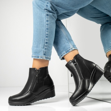 Ghete dama cu platforma si fermoar negre din Piele naturala MOD14005, 2, modlet.ro
